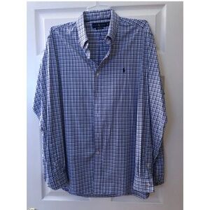 Polo Ralph Lauren Shirt Mens XX-large Plaid Blue Long Sleeve Button Down